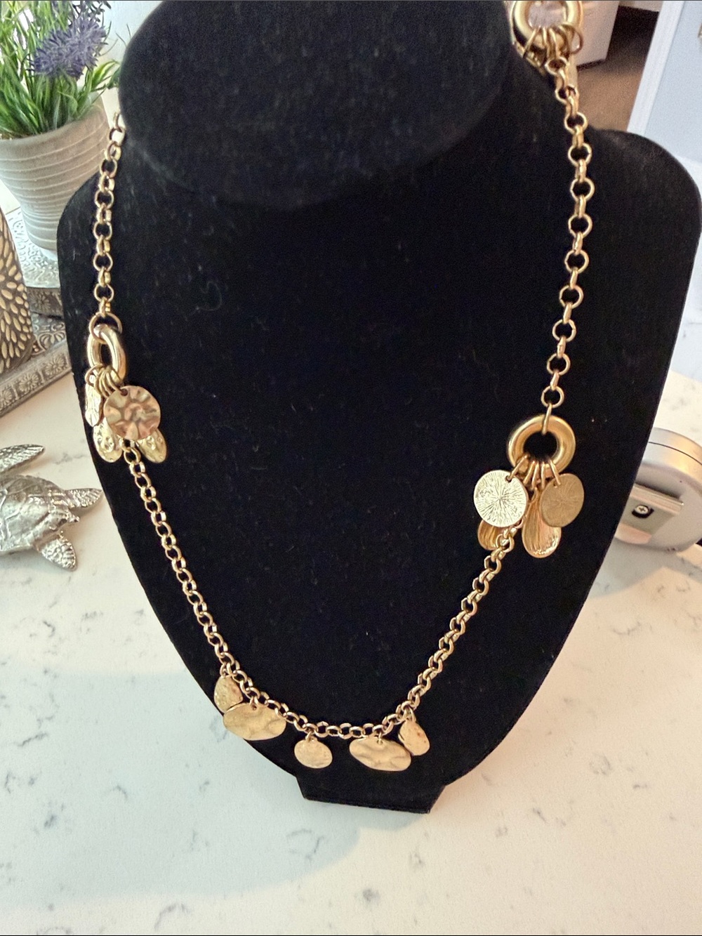 Source Unknown Gold Disc Charm Necklace - Gold